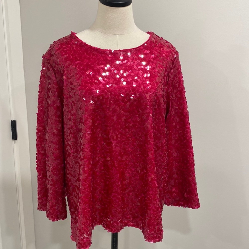 Eloquii red sequin top blouse Size 14 NEW